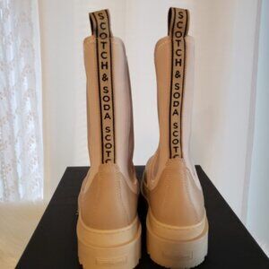 Scotch & Soda Amsterdam Aubri Leather & Neoprene Boots Light Sand Women’s Eu 41